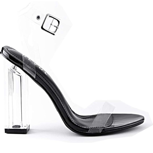 REVOL Clear Strap Block high Heel Sandals transparent heels - Picture 3 of 10